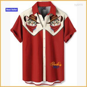 Men's Novelty Button Down Shirt Short Sleeve Casual Polyester Regular Fit